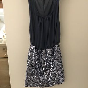 Navy sequined skirt mini dress